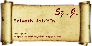 Szimeth Jolán névjegykártya