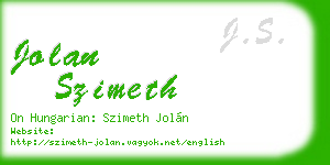 jolan szimeth business card
